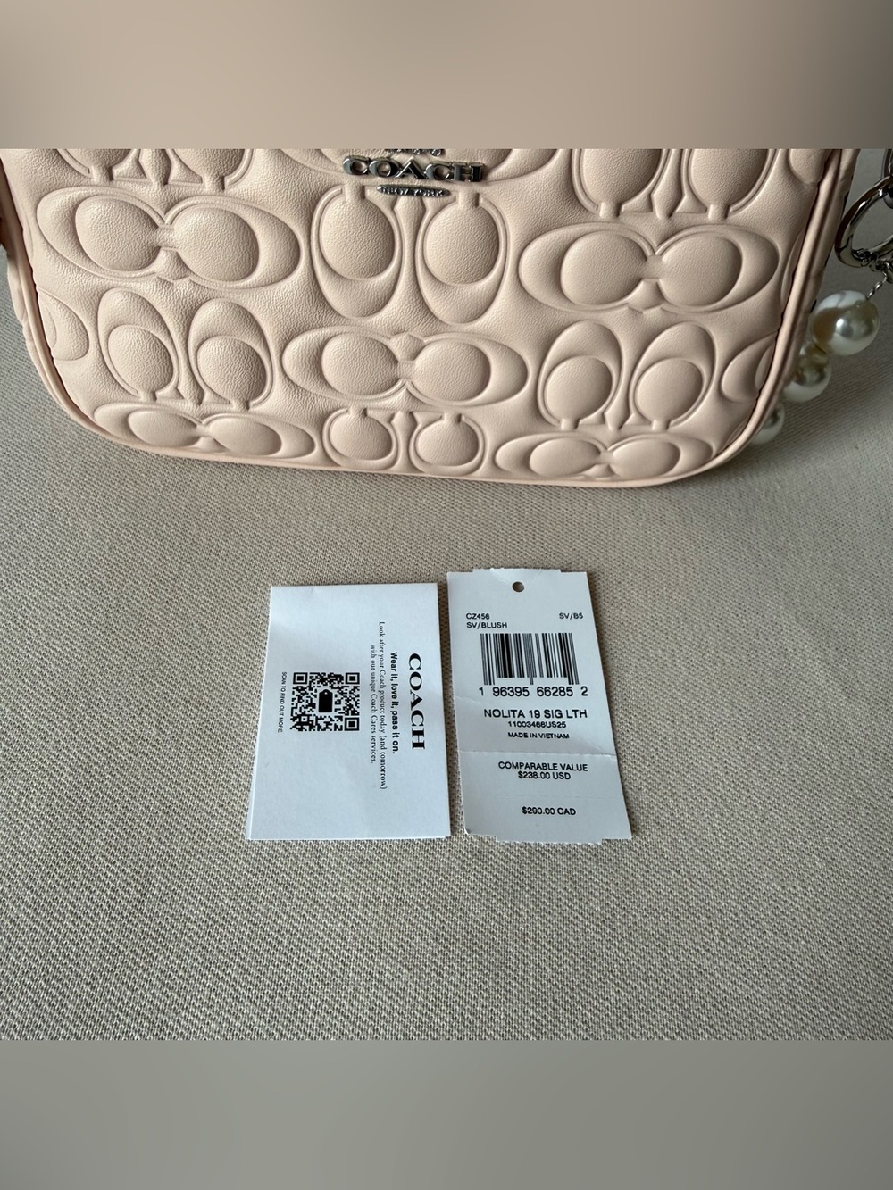 NWT Coach Nolita 19 Signature Silver/Blush Style Upgrade with a Chain Extender - Picture 7 of 11